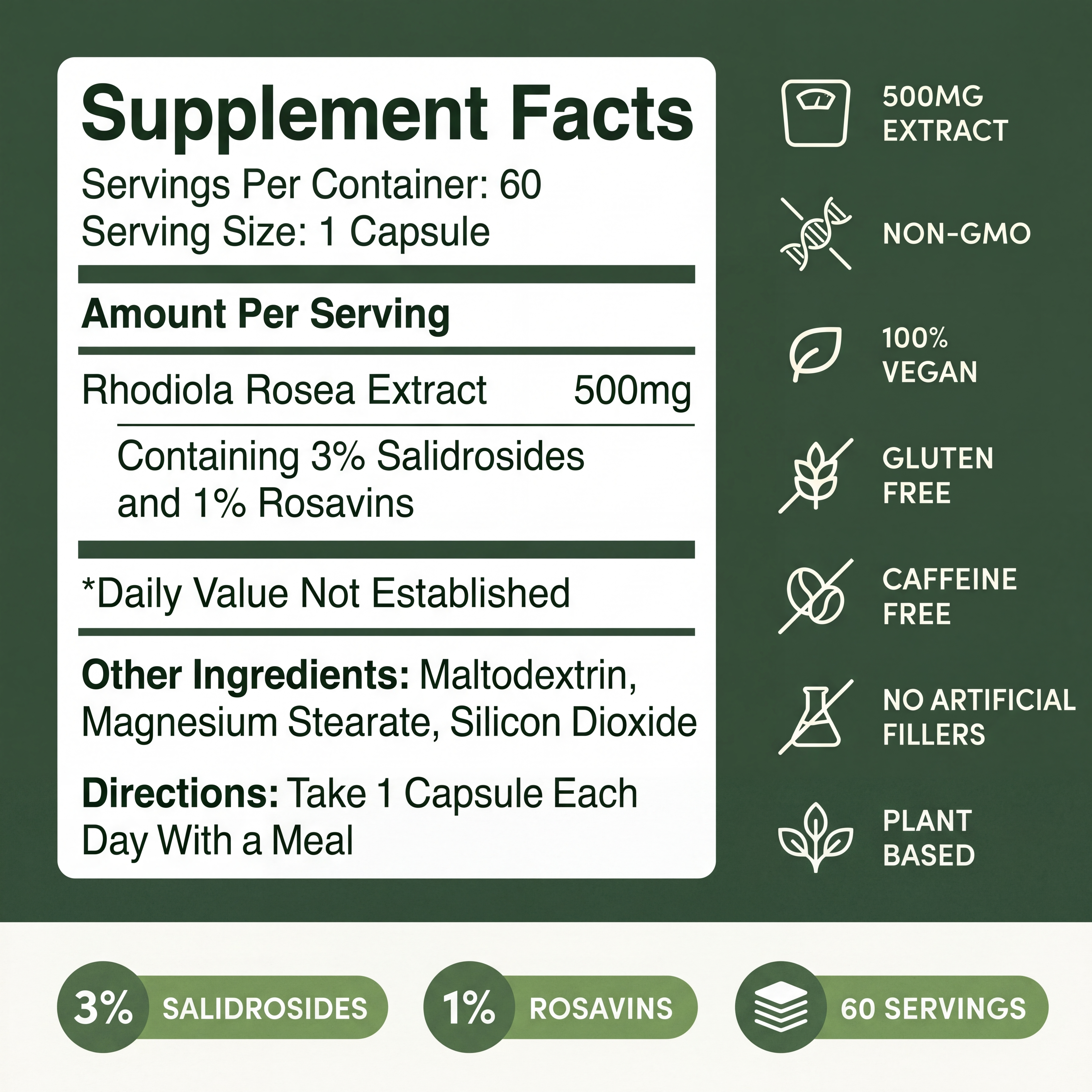 Welloriva Rhodiola Rosea 500mg